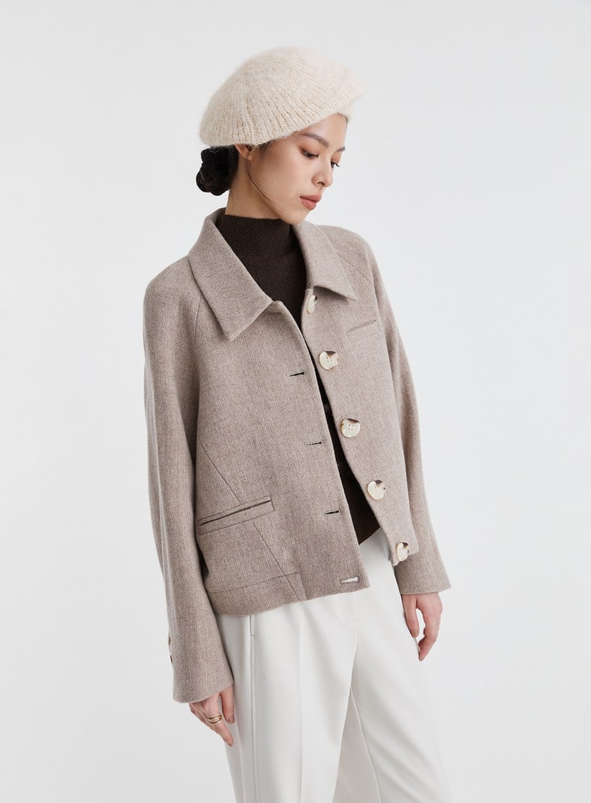 高級感純羊毛短版外套