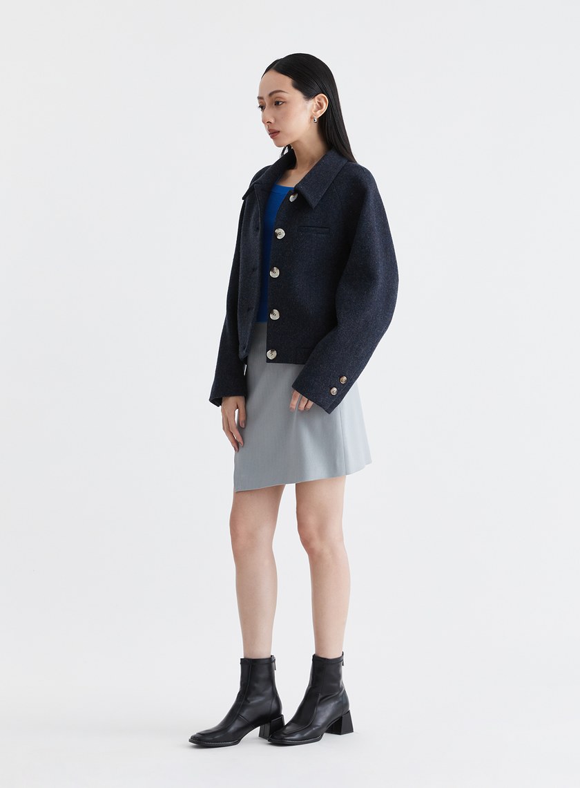 高級感純羊毛短版外套