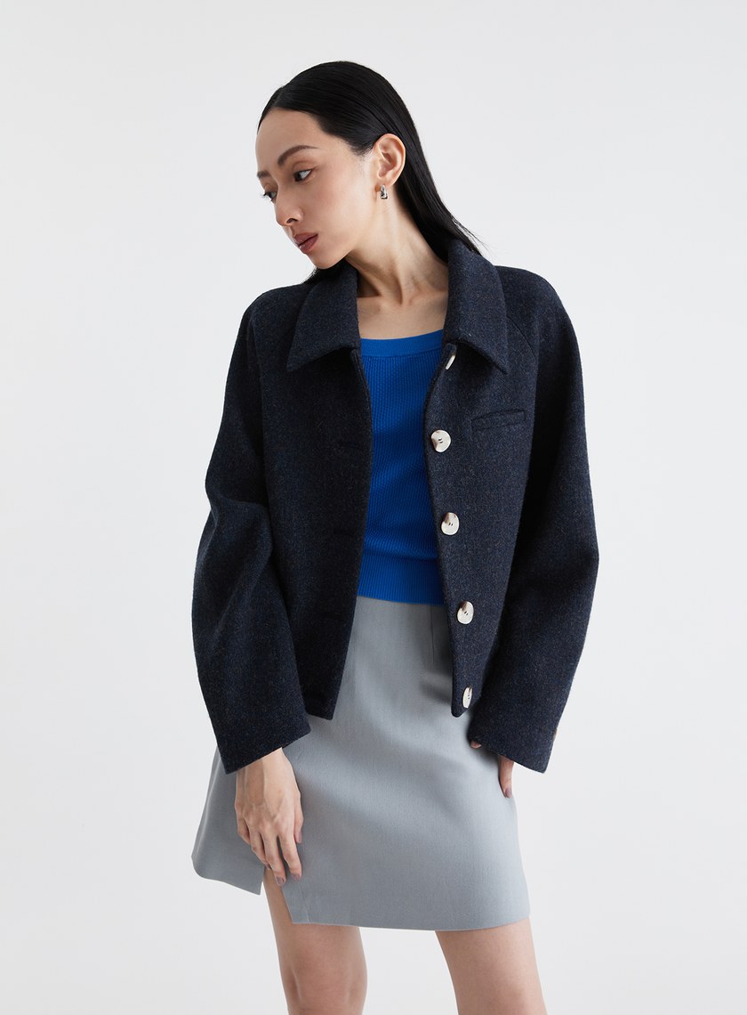 高級感純羊毛短版外套