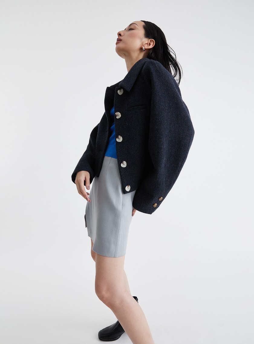 高級感純羊毛短版外套