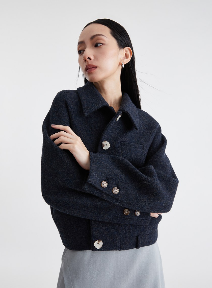 高級感純羊毛短版外套
