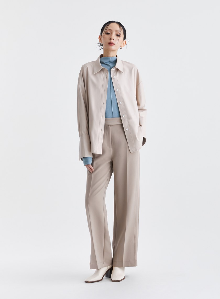 簡約霧面質感皮襯衫