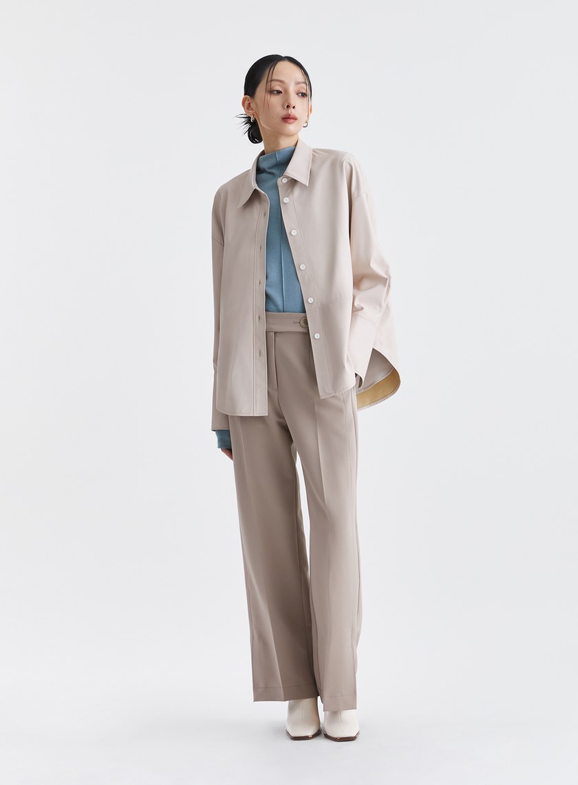 簡約霧面質感皮襯衫