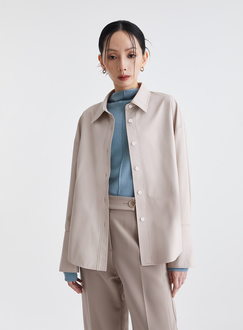 簡約霧面質感皮襯衫