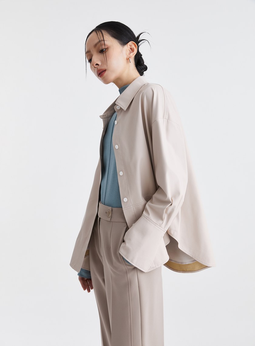 簡約霧面質感皮襯衫