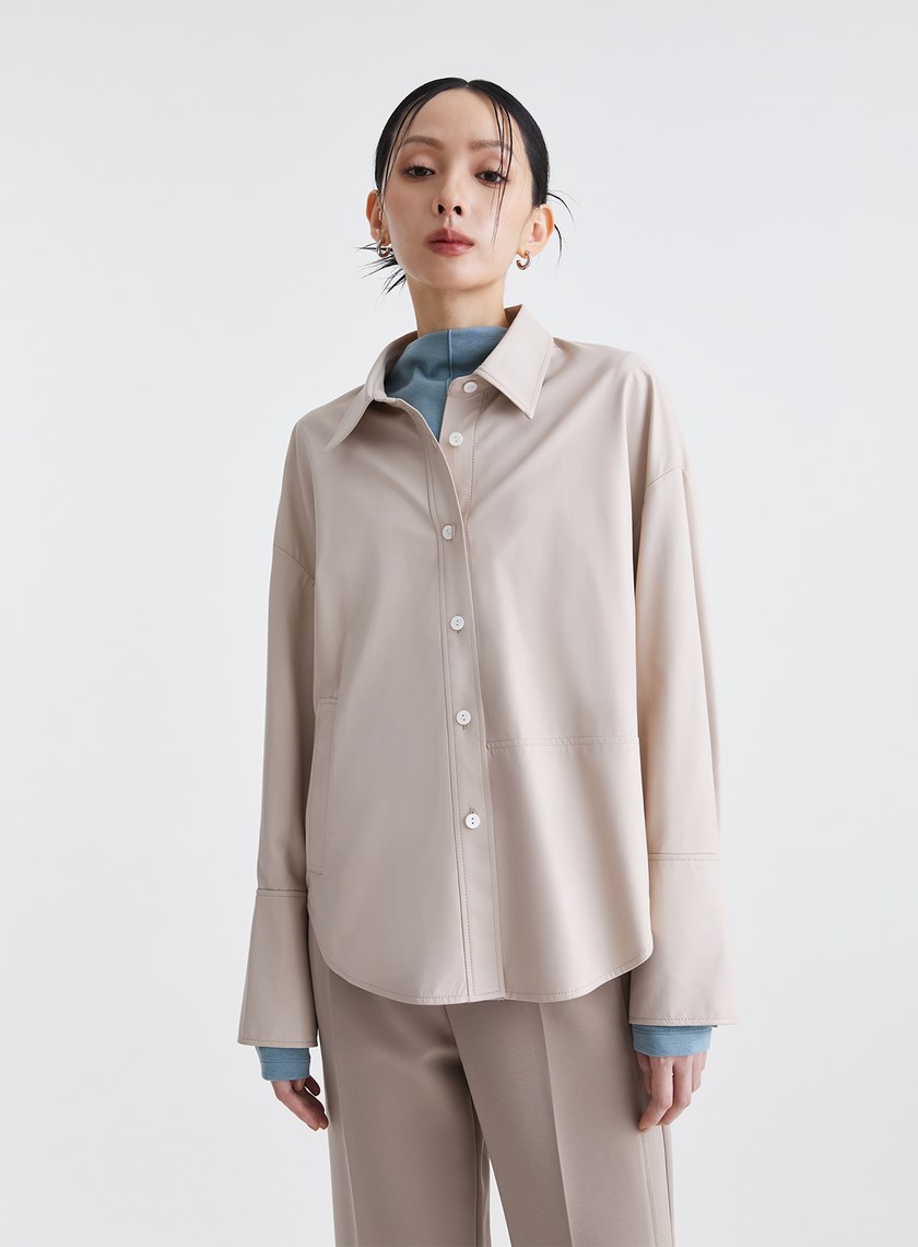 簡約霧面質感皮襯衫