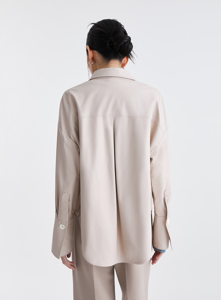 簡約霧面質感皮襯衫