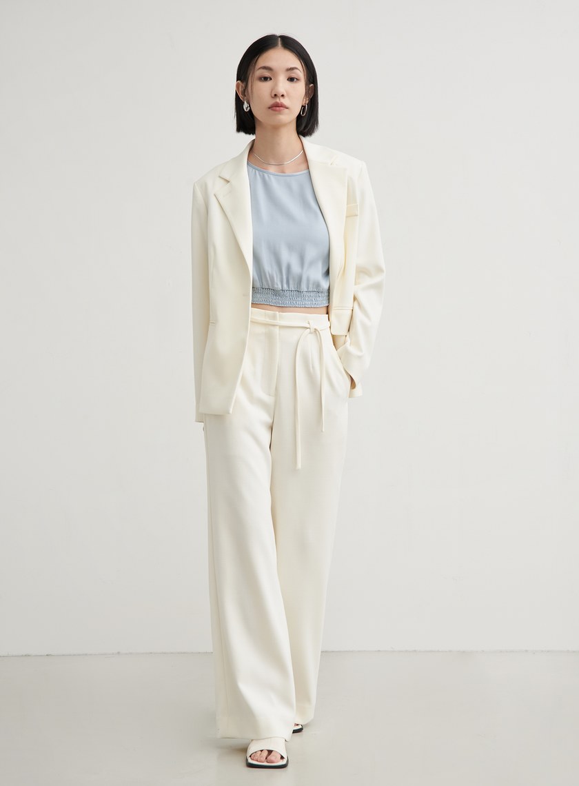 落肩打摺休閒短袖上衣