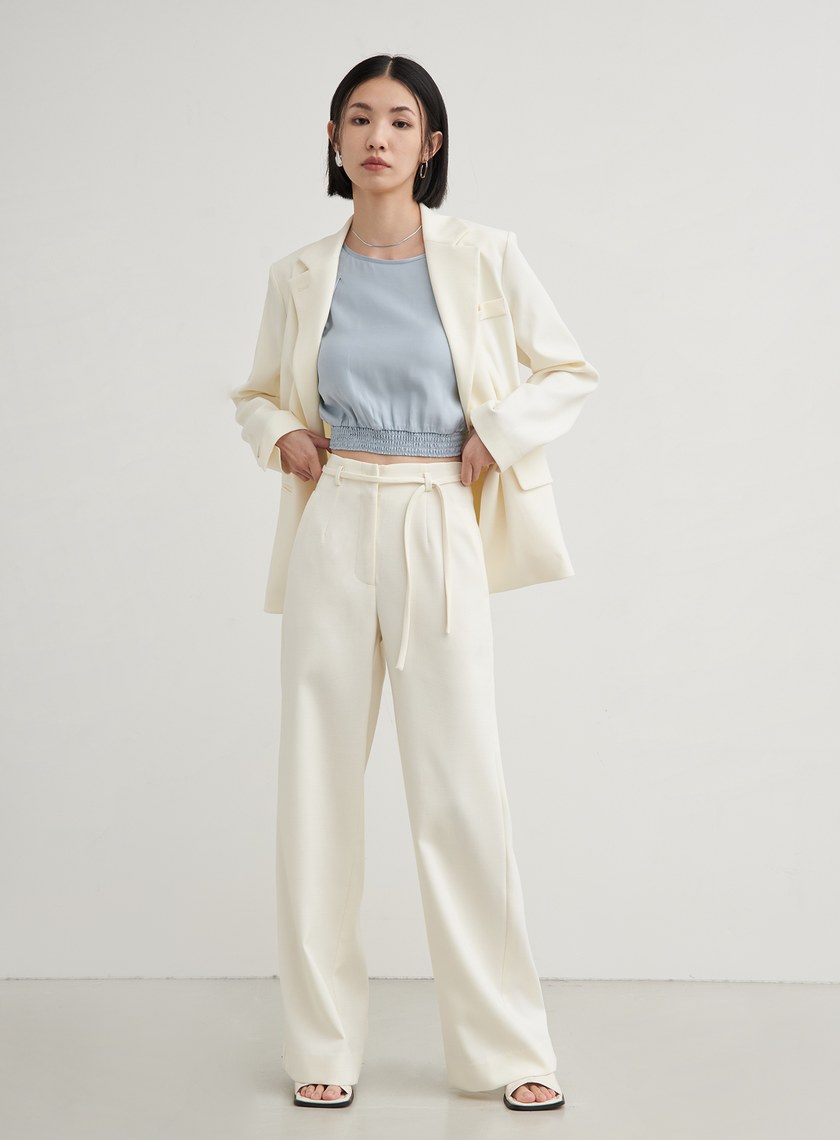 落肩打摺休閒短袖上衣