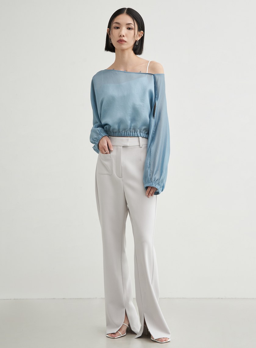 親膚簍空細節長袖上衣