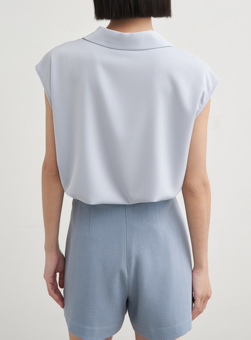 休閒俐落無袖襯衫上衣