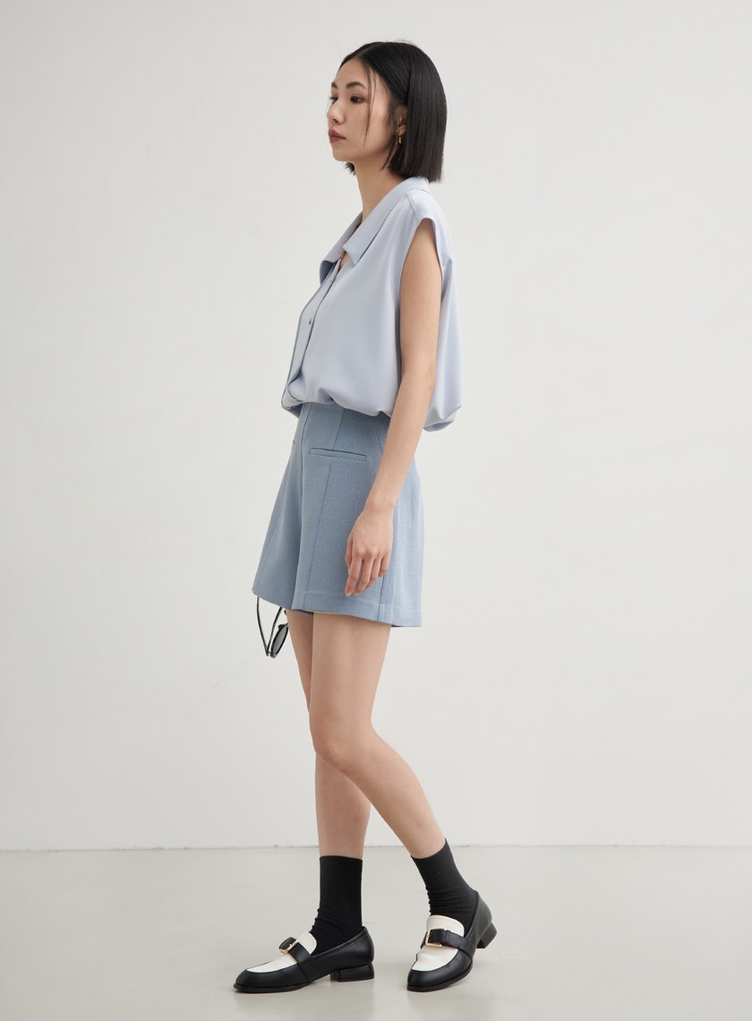 休閒俐落無袖襯衫上衣