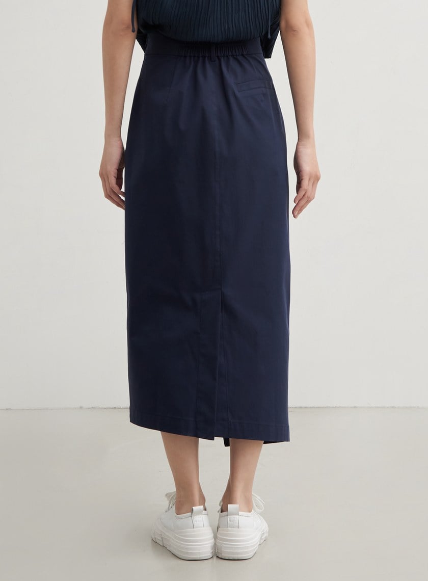 不對稱修身開衩直筒長裙