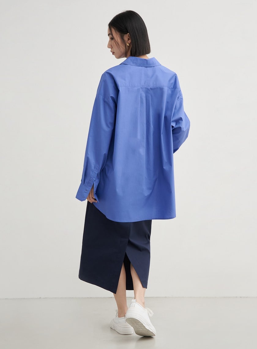 不對稱修身開衩直筒長裙