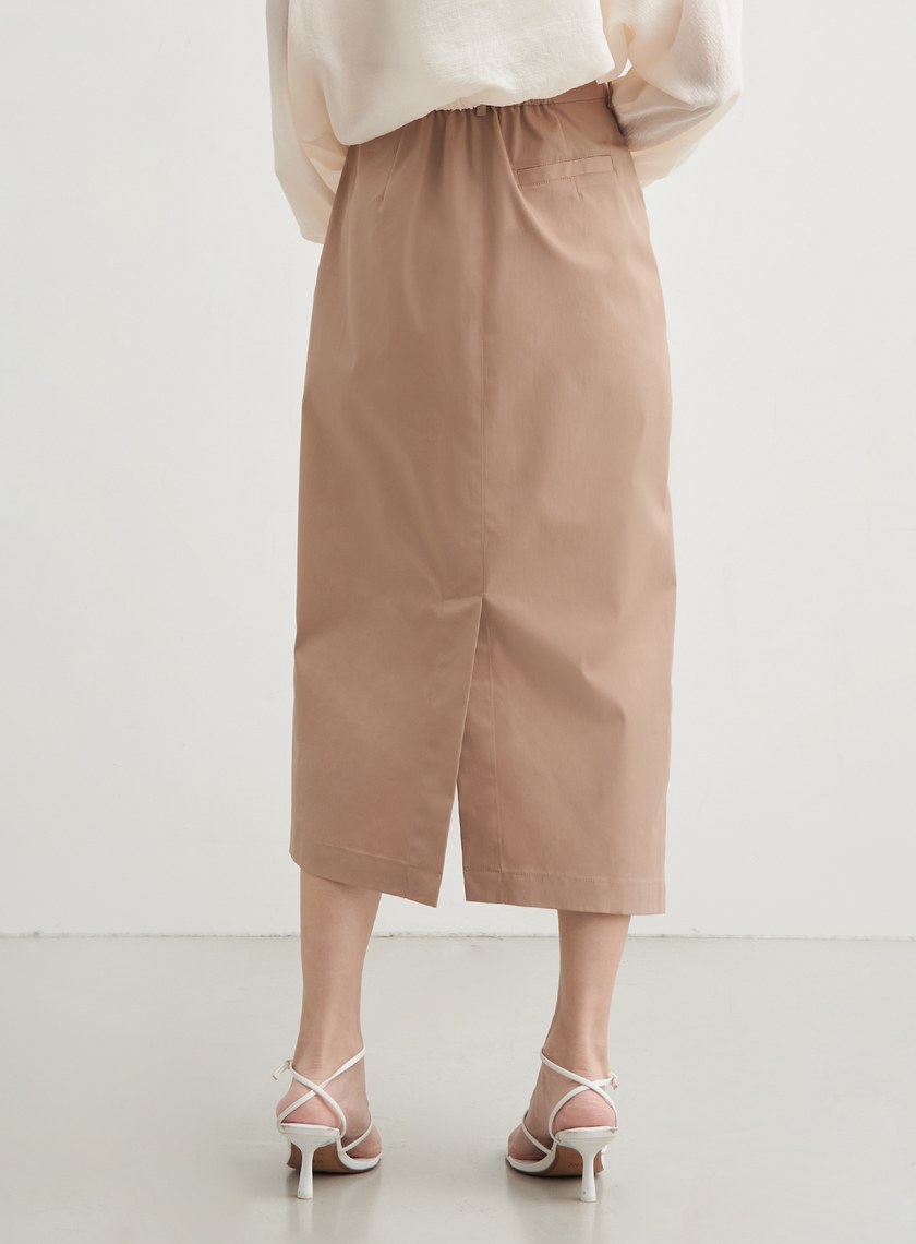 不對稱修身開衩直筒長裙