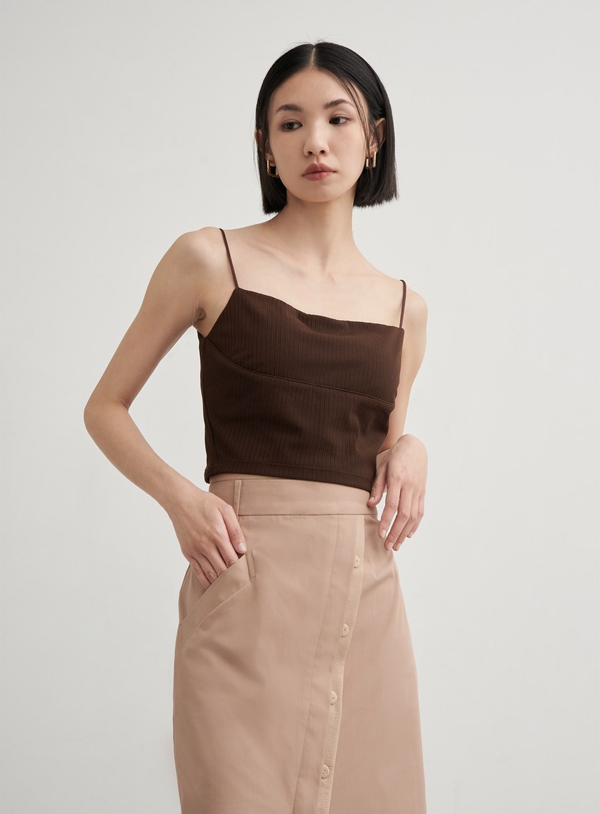 不對稱修身開衩直筒長裙