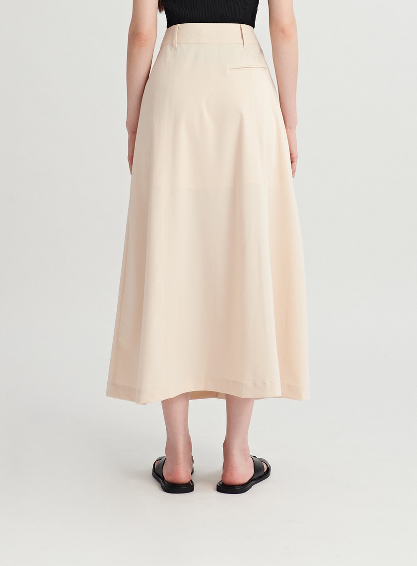 修身打摺開衩A字半身裙