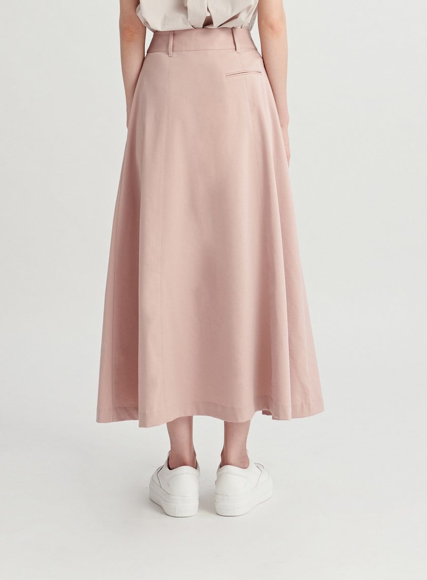 修身打摺開衩A字半身裙