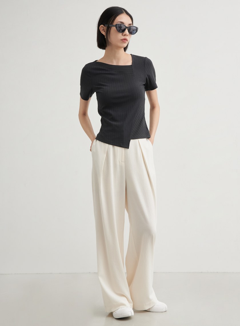 皺縮肌理打摺寬褲