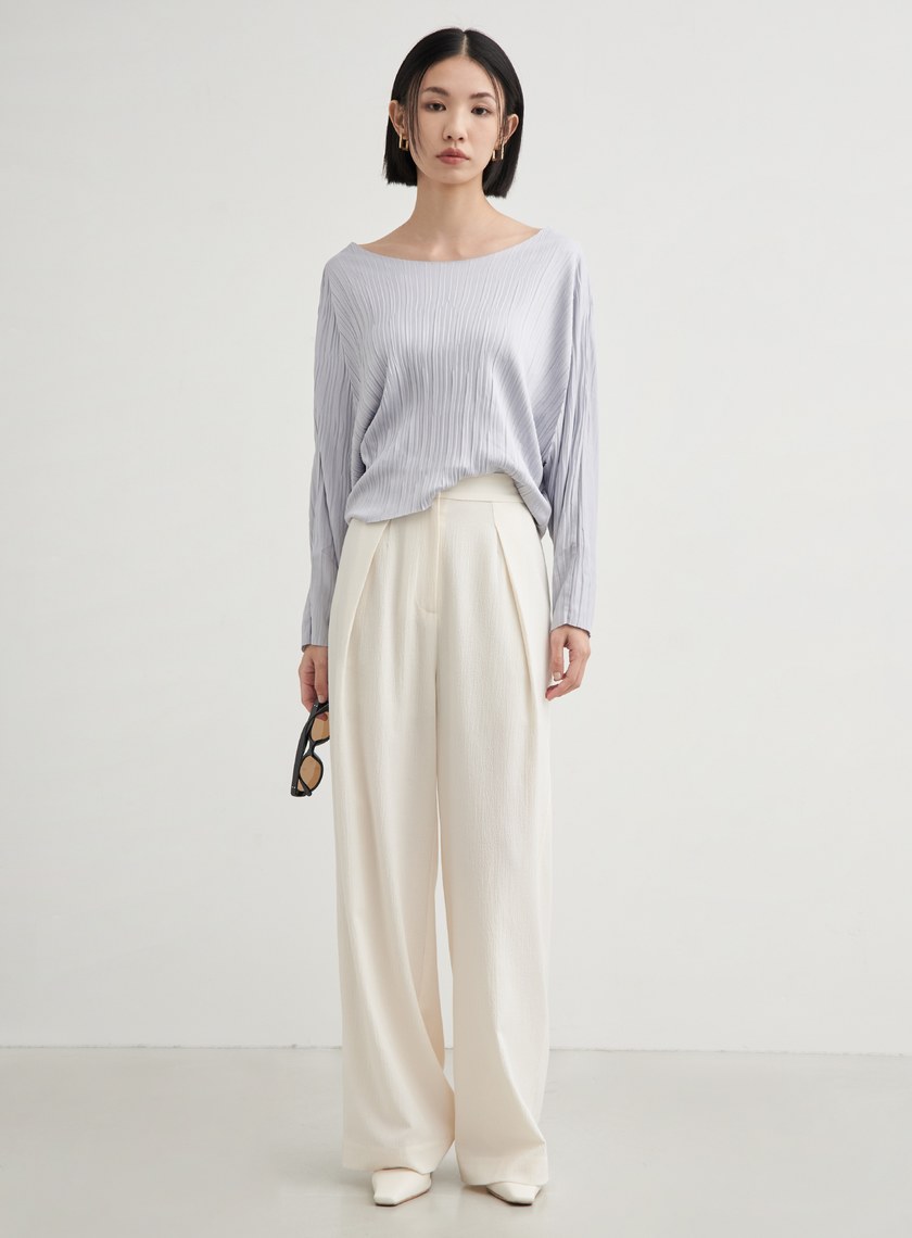 皺縮肌理打摺寬褲