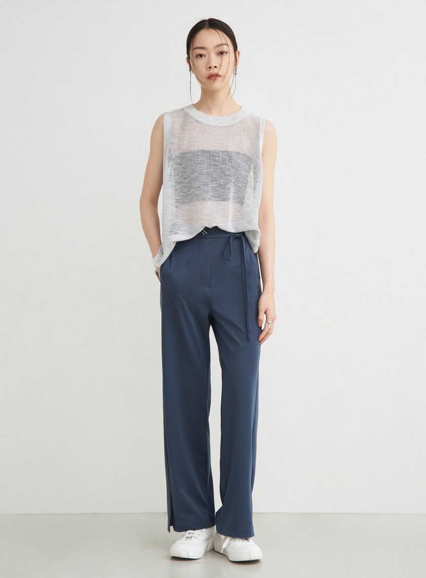 舒適高彈綁帶直筒褲