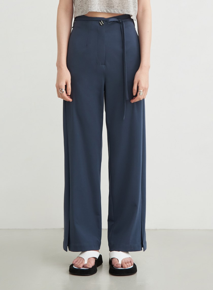 舒適高彈綁帶直筒褲