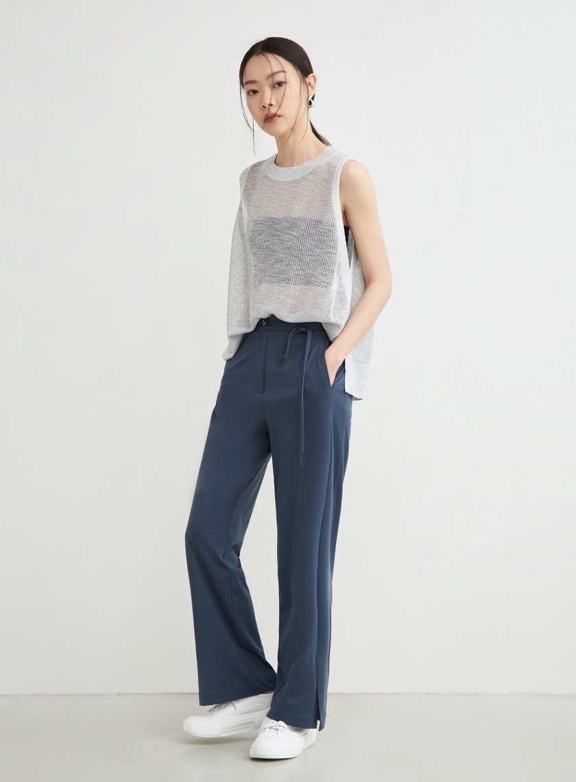 舒適高彈綁帶直筒褲