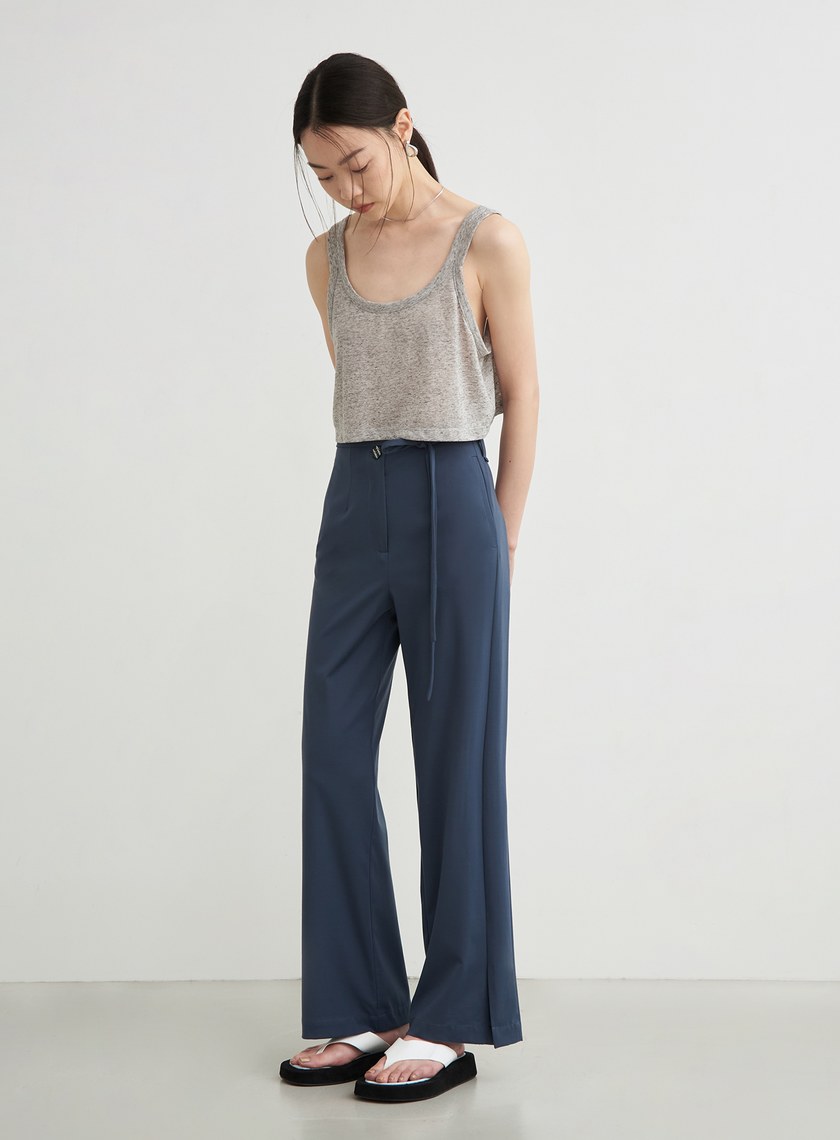 舒適高彈綁帶直筒褲