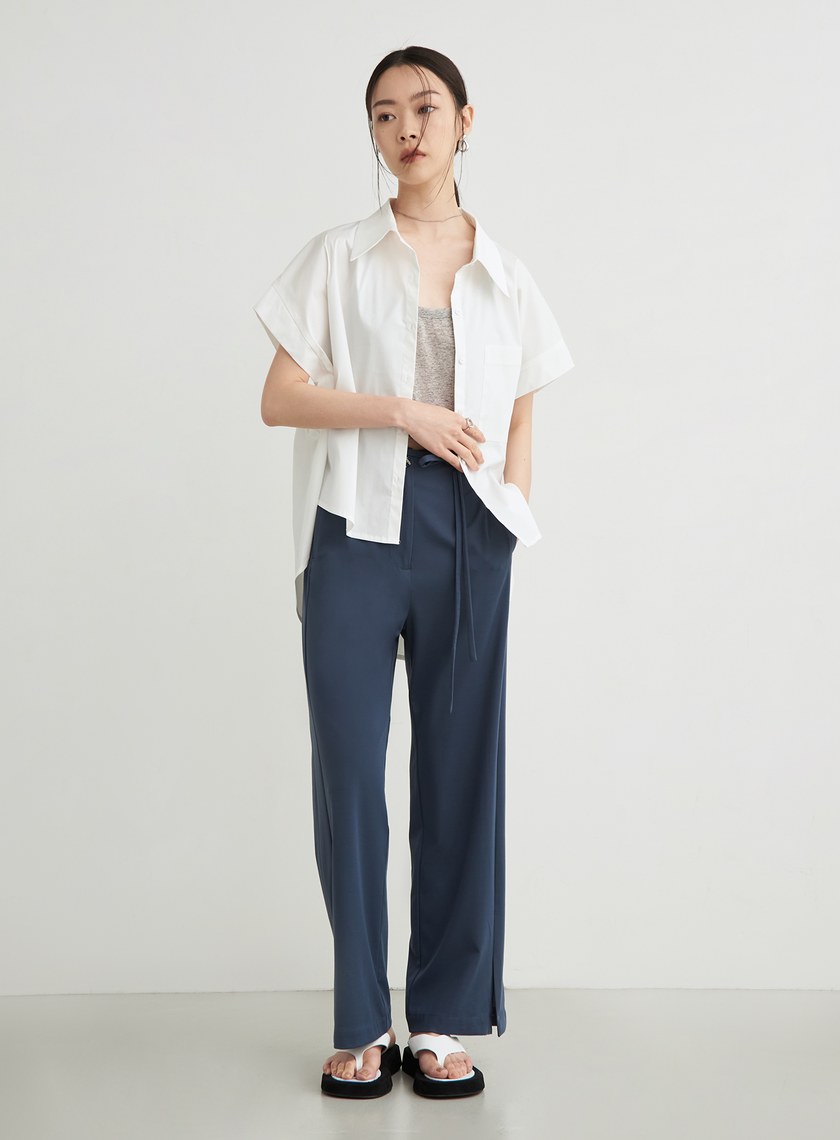 舒適高彈綁帶直筒褲