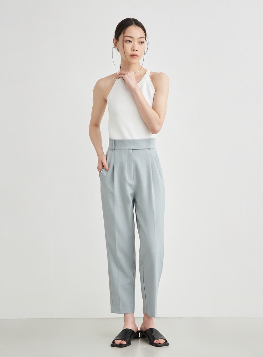 高腰打摺九分西裝褲