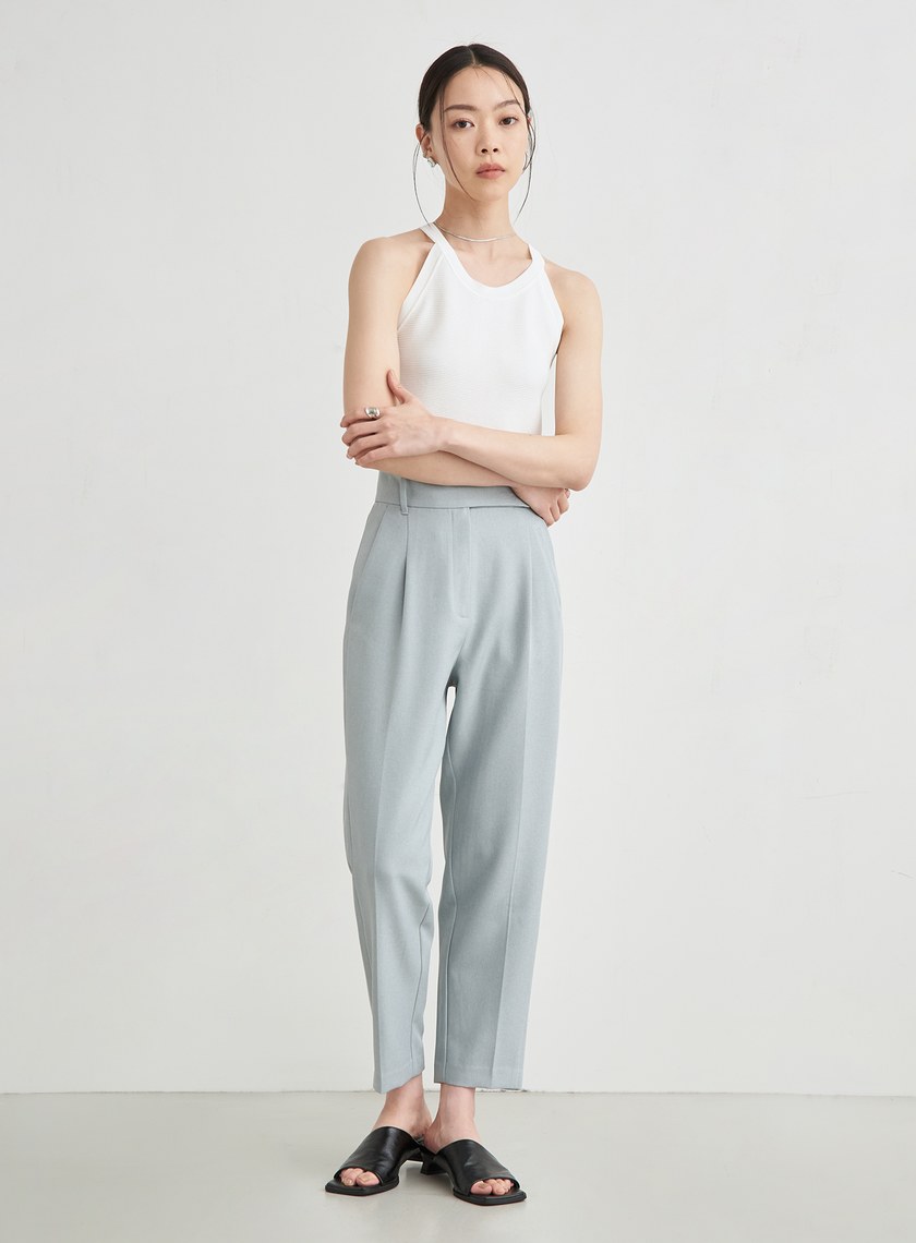 高腰打摺九分西裝褲