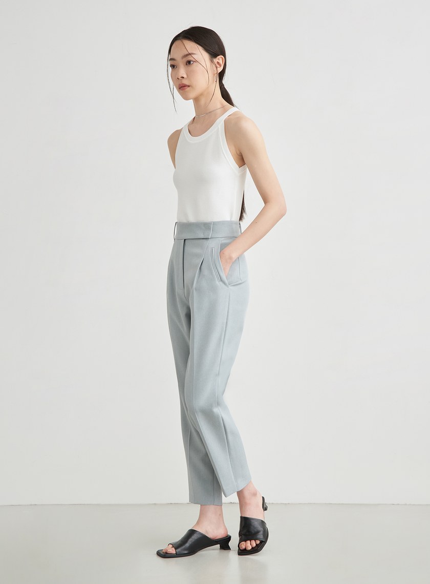 高腰打摺九分西裝褲