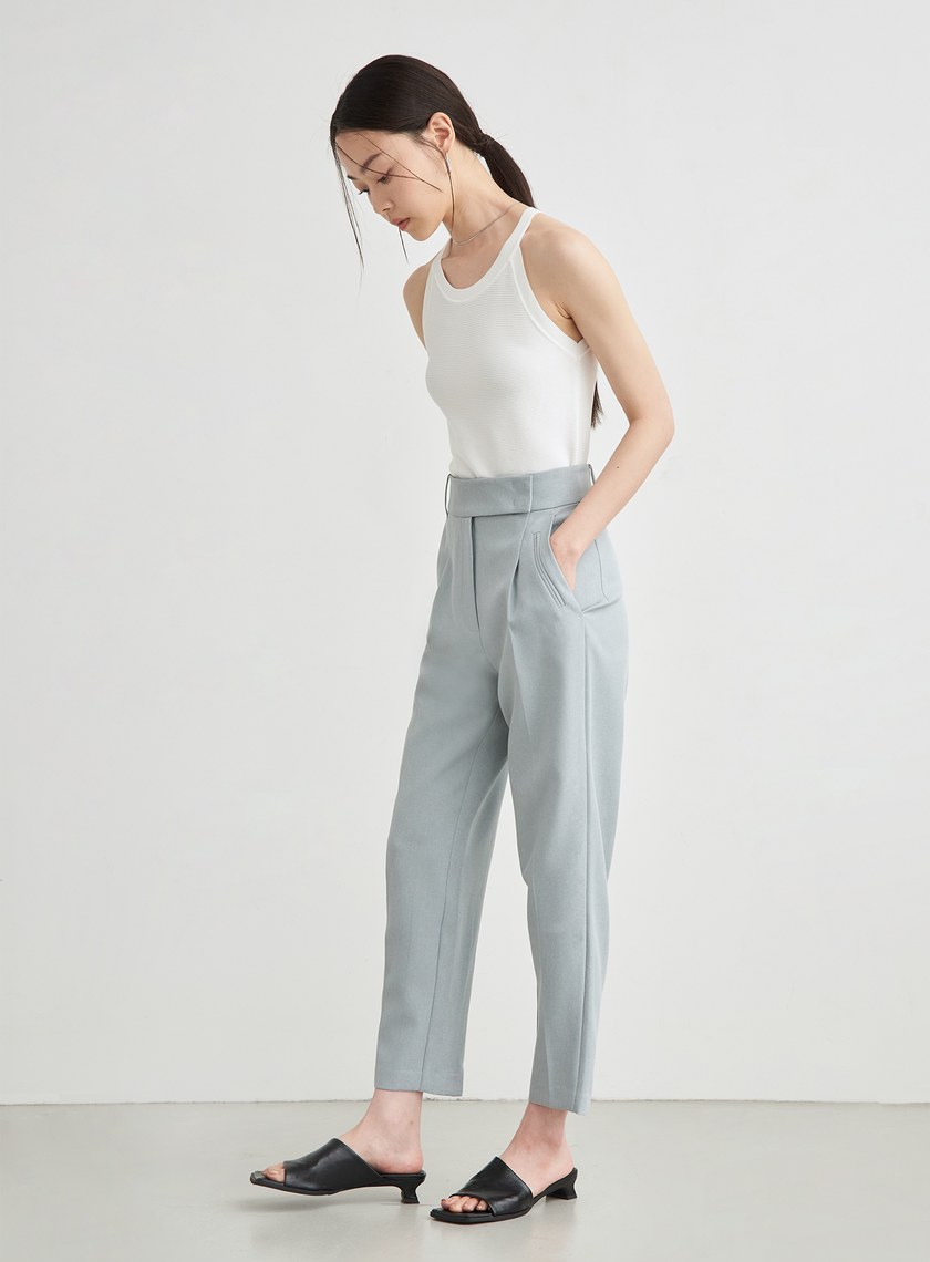 高腰打摺九分西裝褲