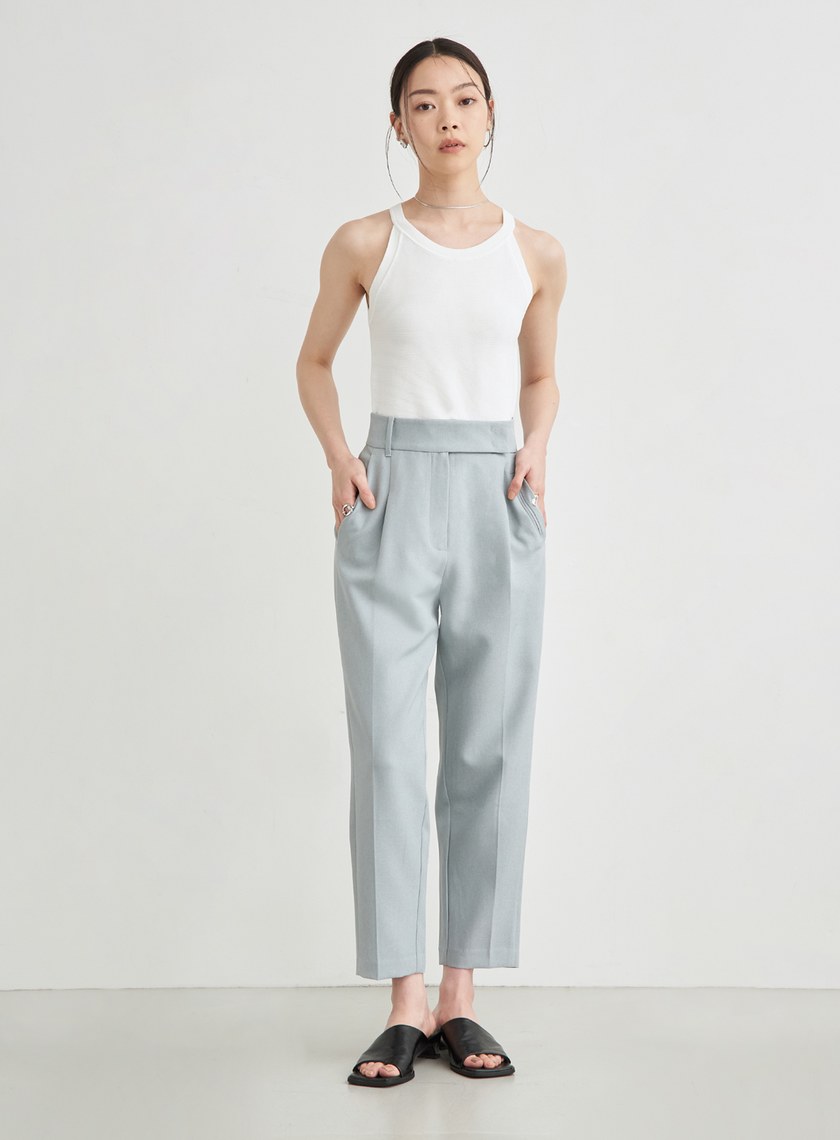 高腰打摺九分西裝褲