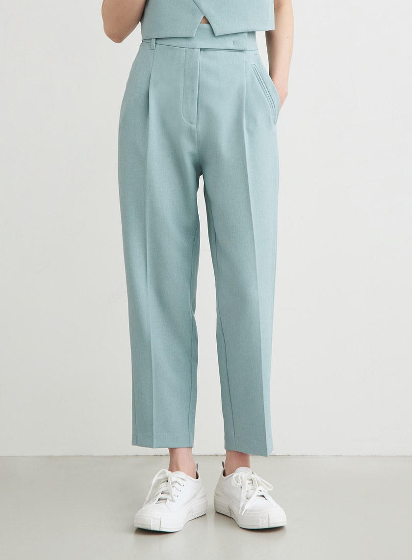 高腰打摺九分西裝褲