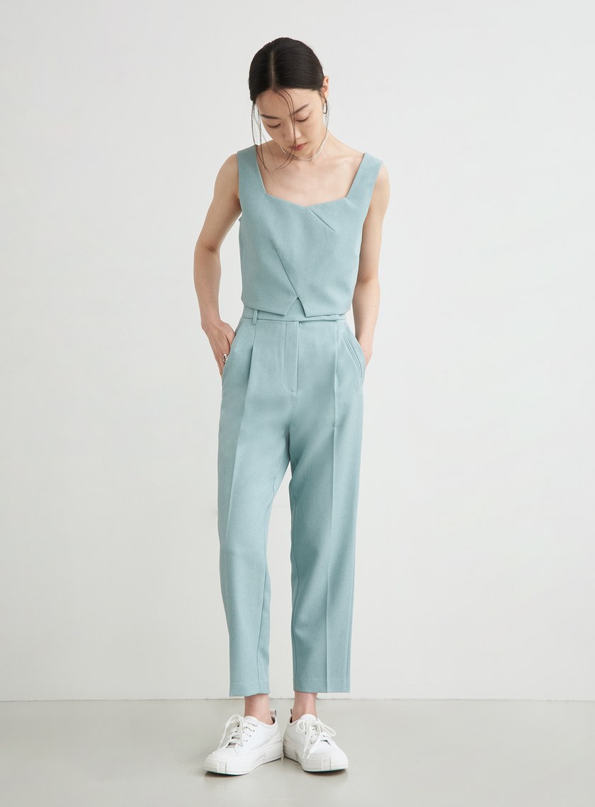 高腰打摺九分西裝褲