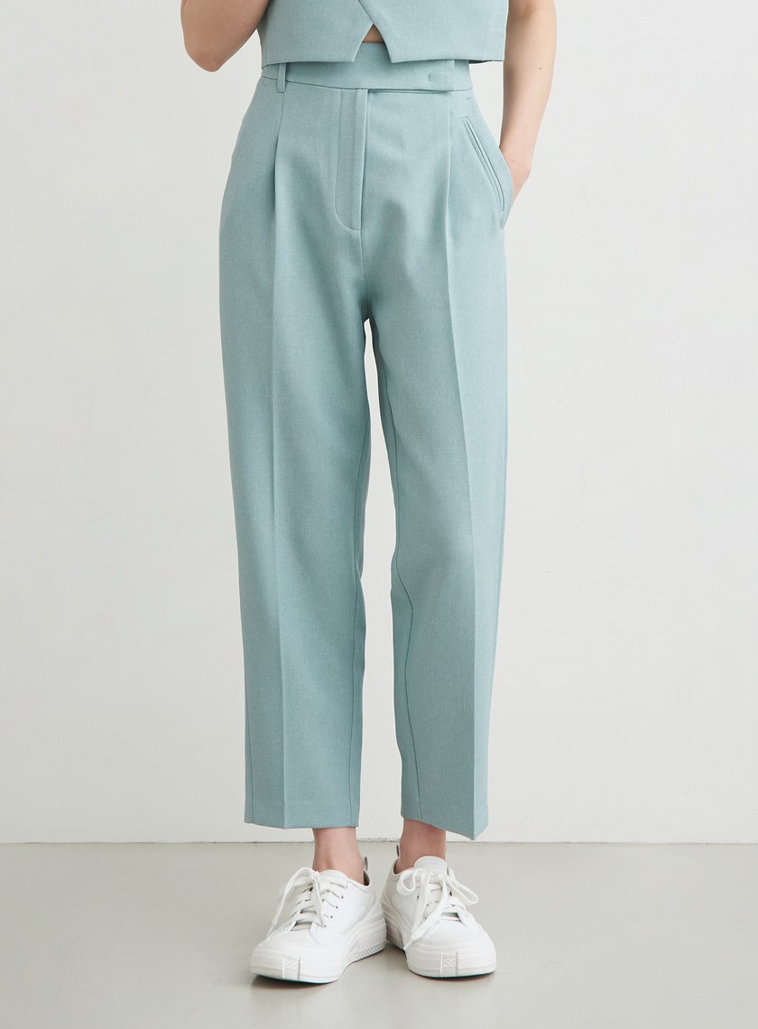 高腰打摺九分西裝褲