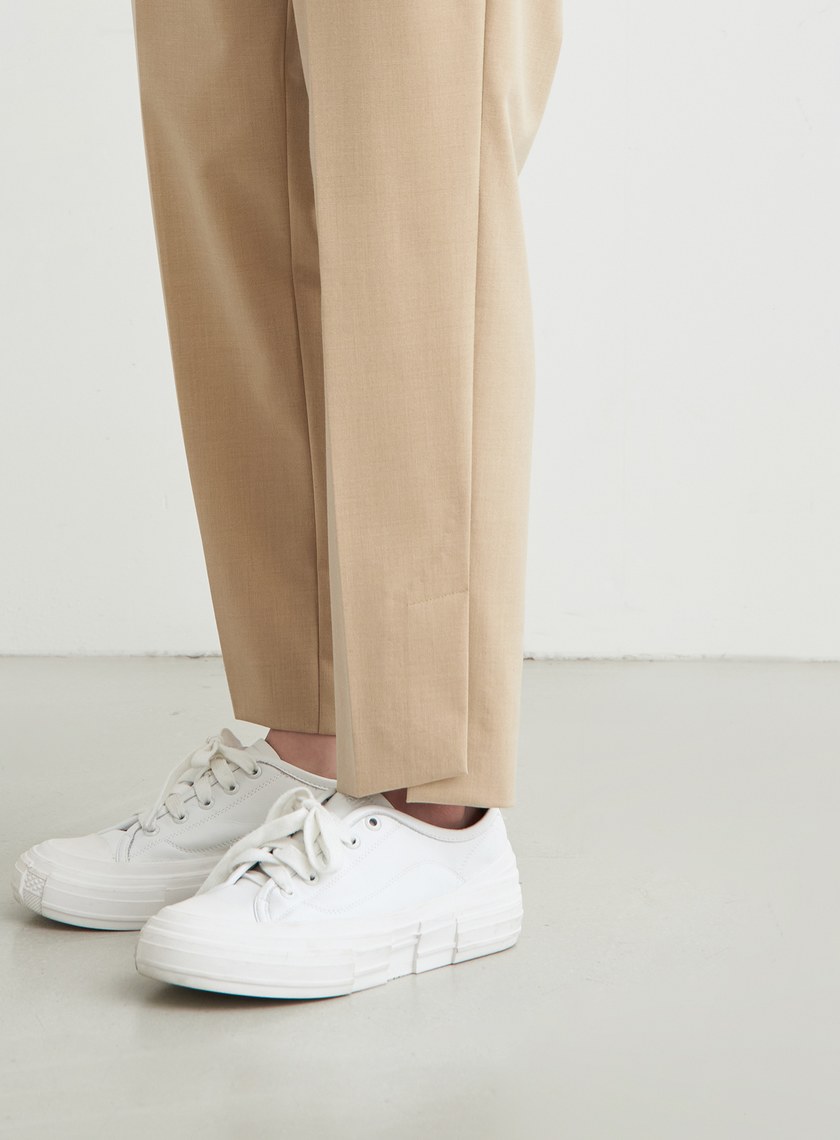 不對稱腰頭開衩細節九分褲