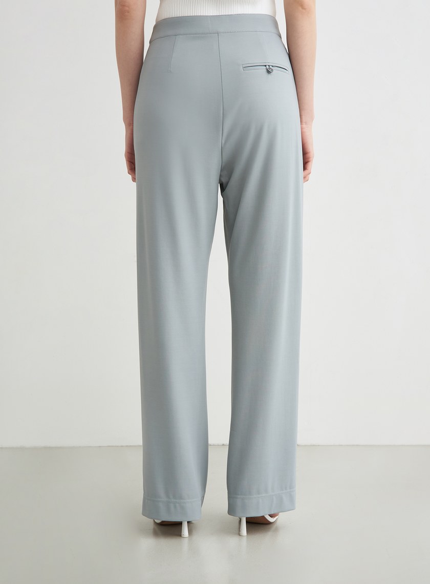 不對稱壓線休閒西裝寬褲