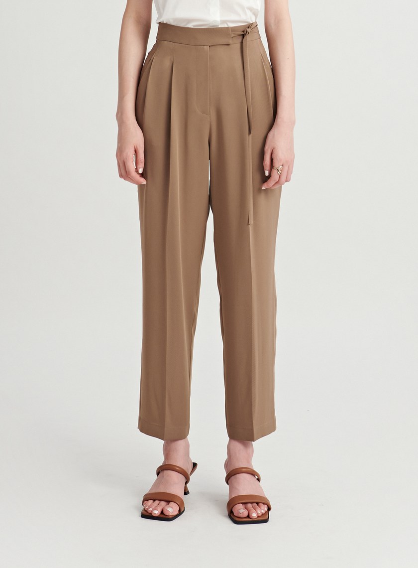 腰綁帶開衩細節九分褲