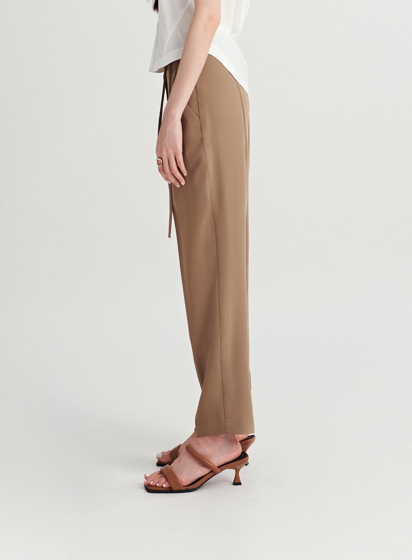 腰綁帶開衩細節九分褲