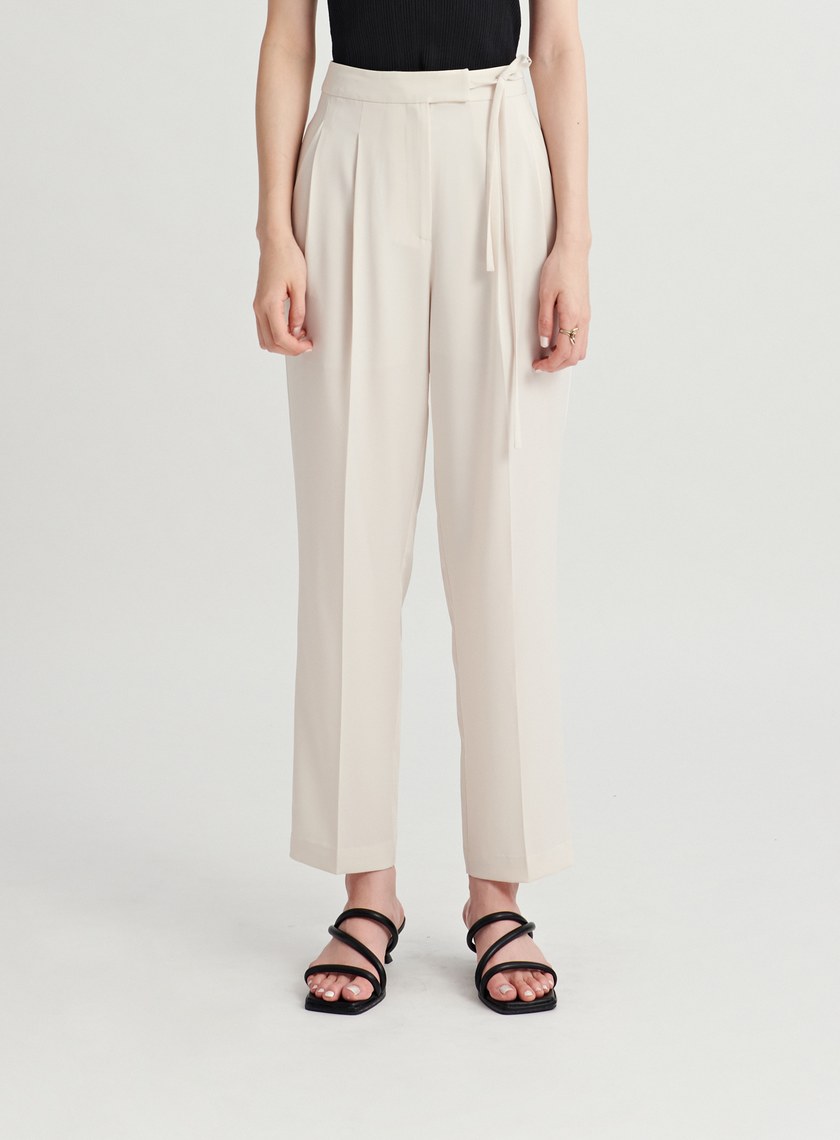 腰綁帶開衩細節九分褲