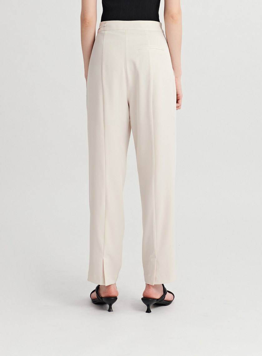 腰綁帶開衩細節九分褲