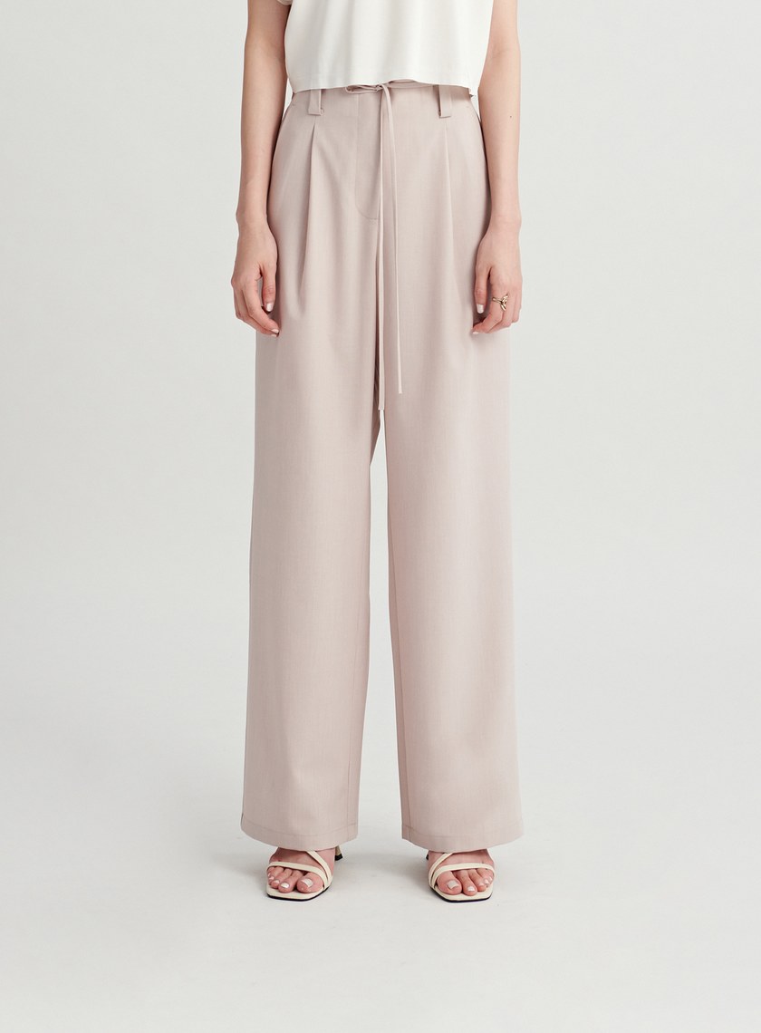 清新淡雅綁帶西裝寬褲