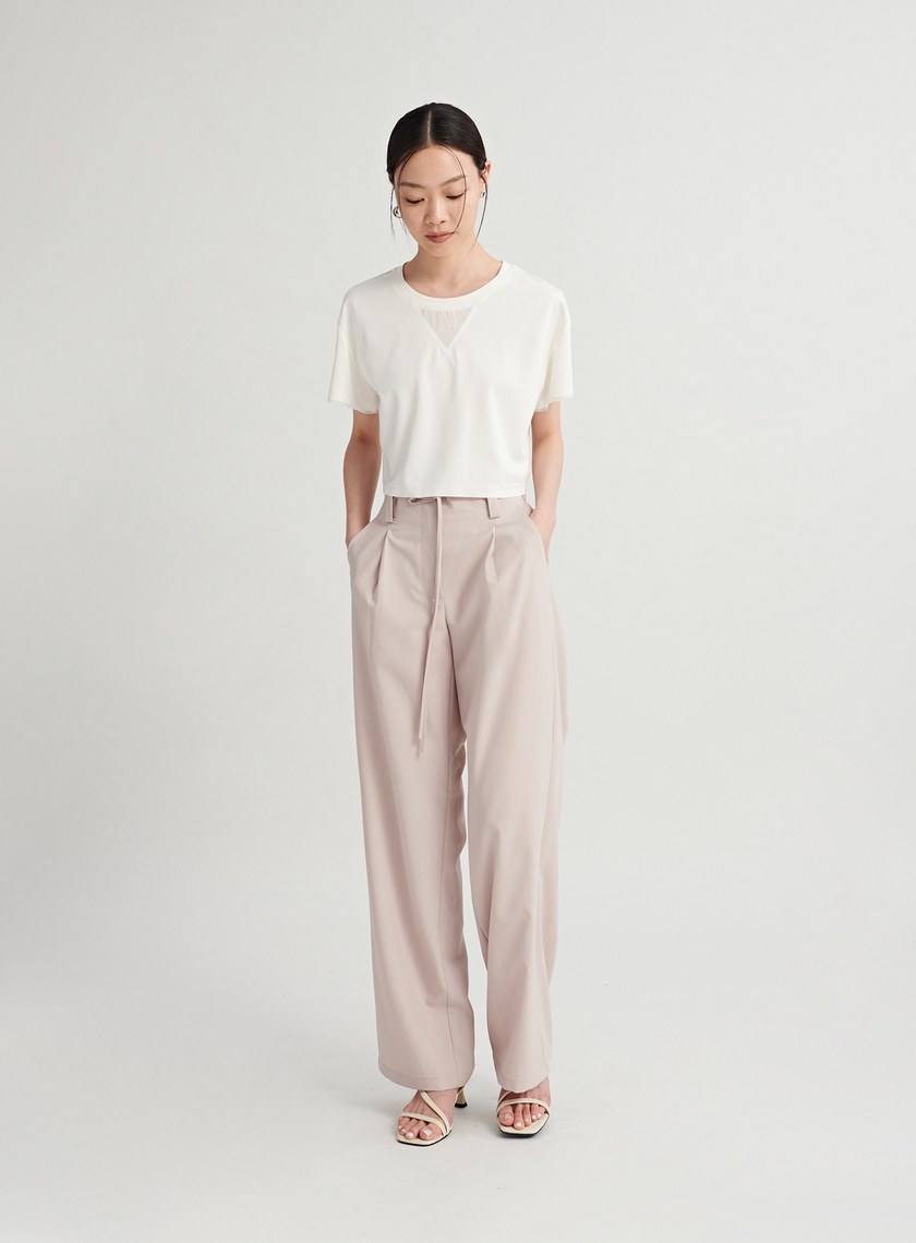 清新淡雅綁帶西裝寬褲