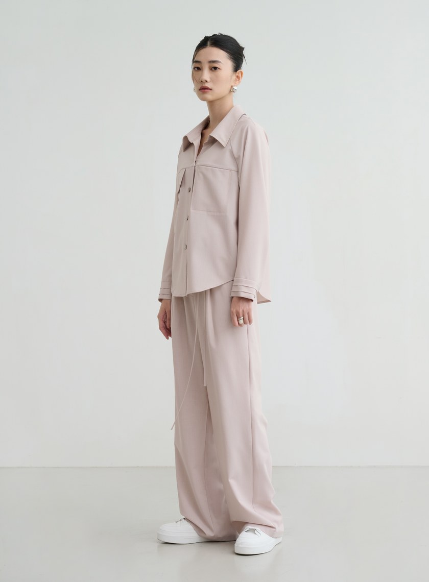 清新淡雅綁帶西裝寬褲