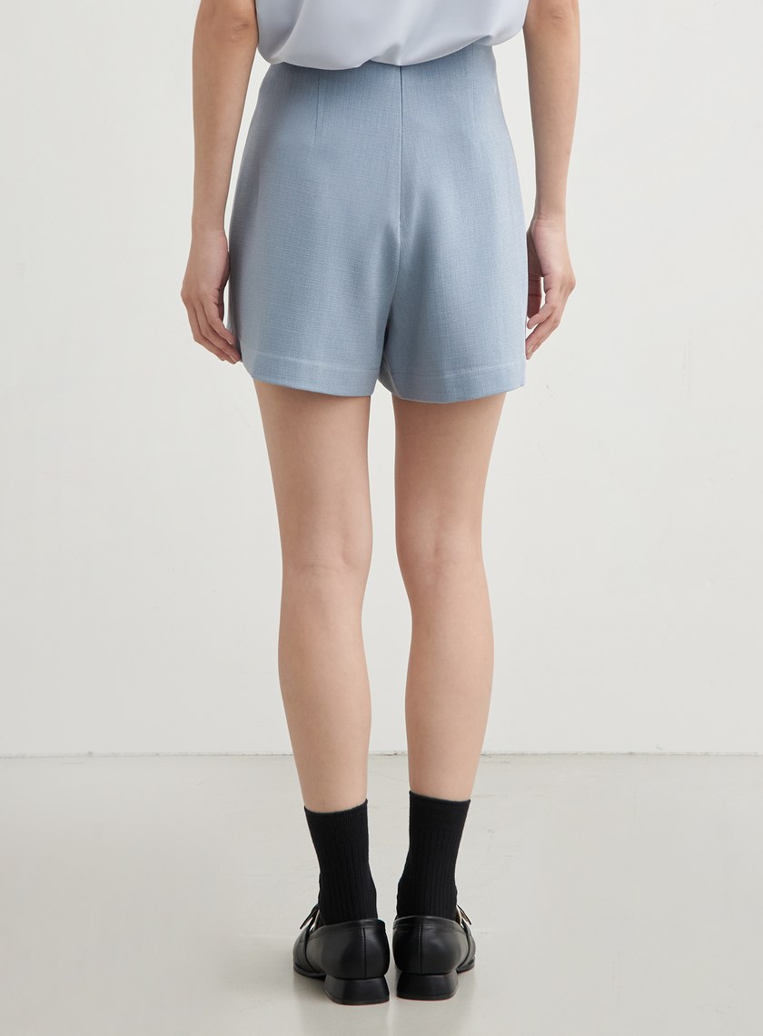 高腰修身肌理西裝短褲