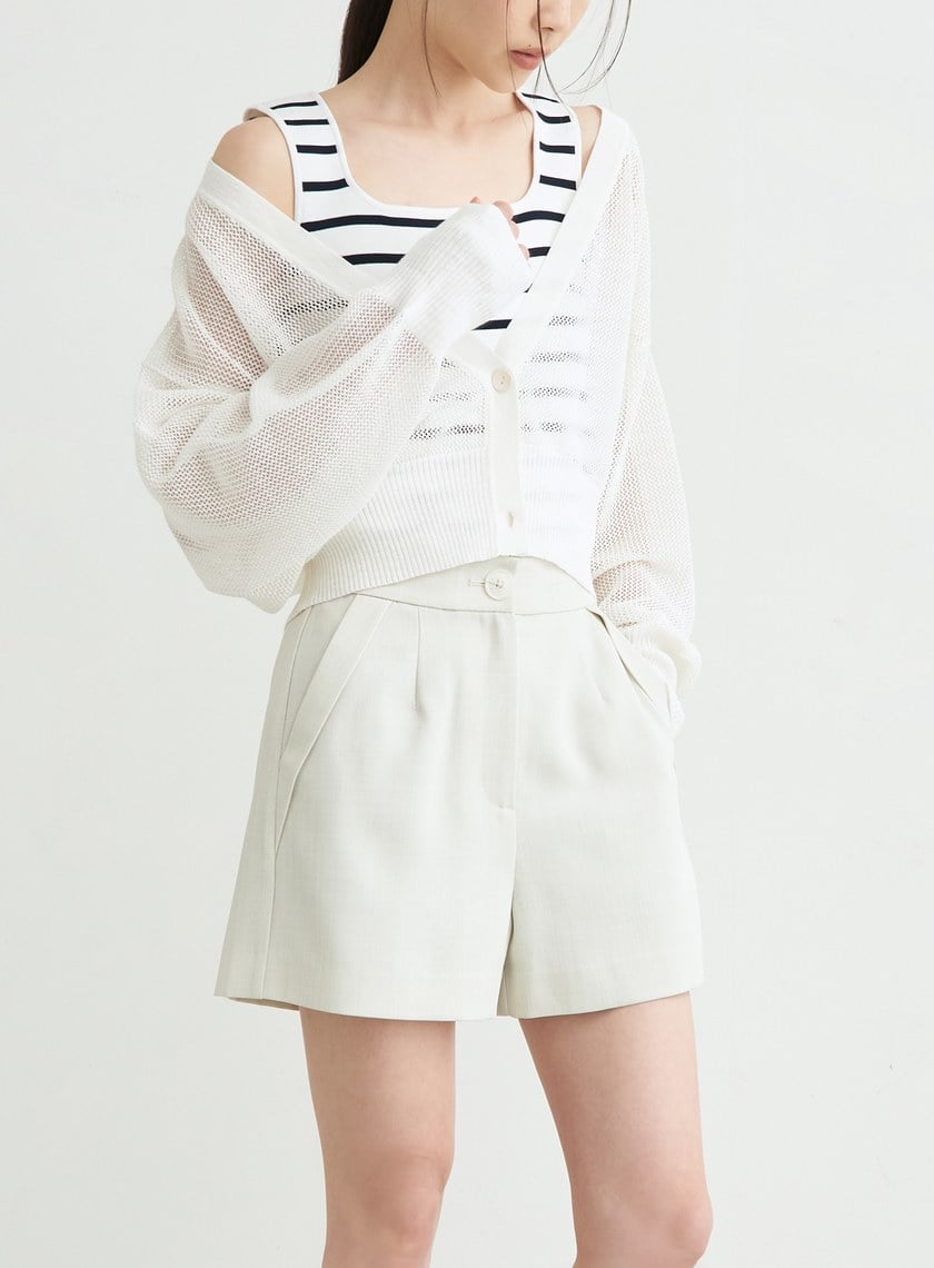 提織反摺斜袋細節短褲