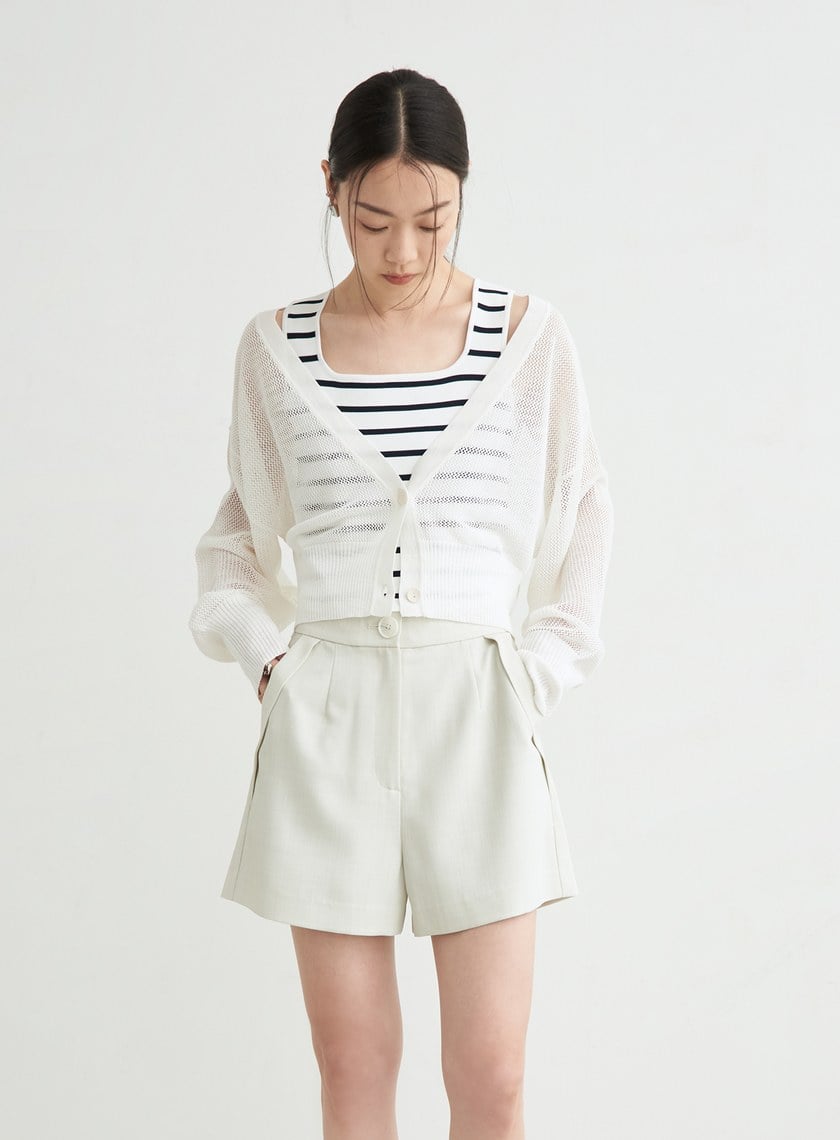 提織反摺斜袋細節短褲