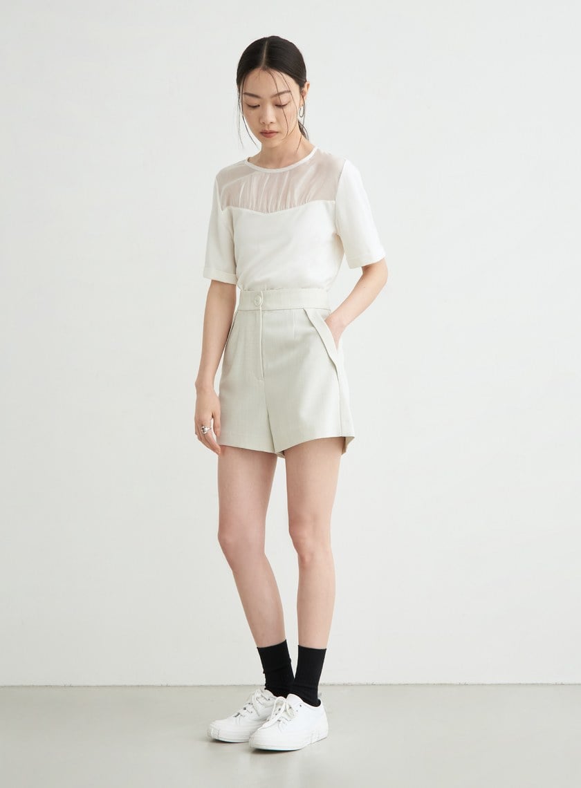 提織反摺斜袋細節短褲
